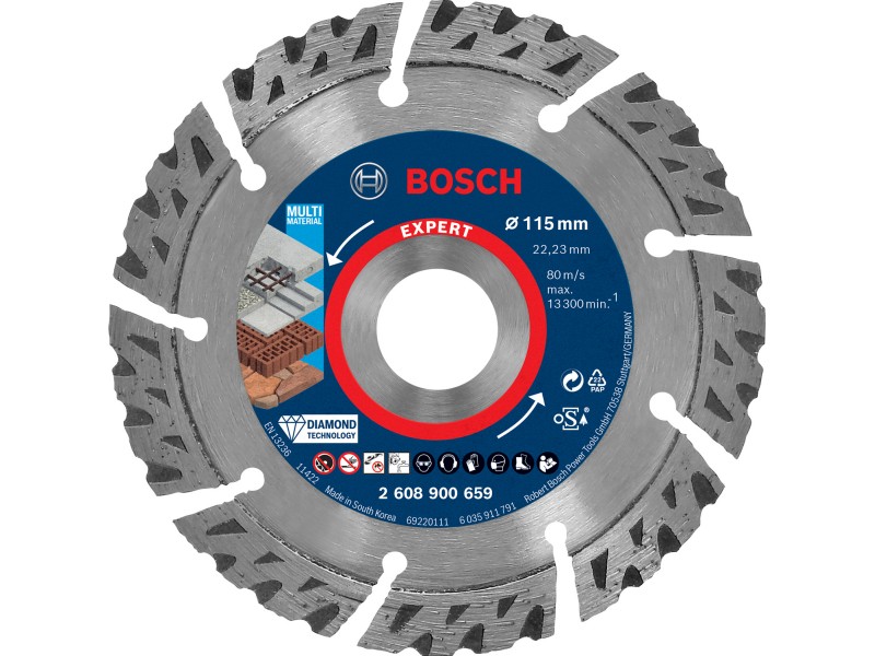 Diamantna rezalna plošča Bosch EXPERT MultiMaterial, Dimenzije: 115x22,23x2,2x12mm, 2608900659